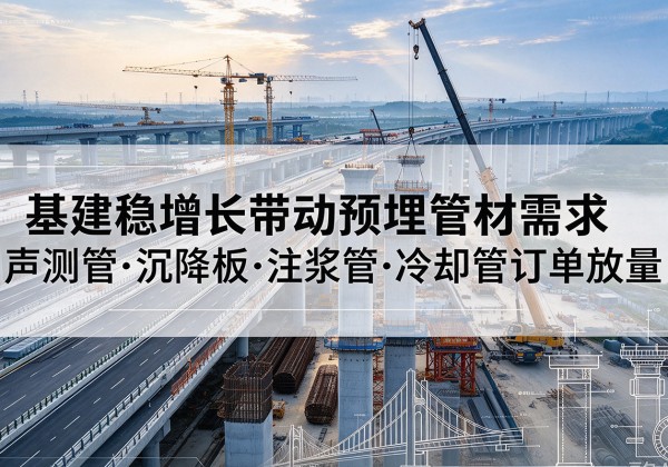 黄平基建稳增长带动预埋监测管材需求，声测管、沉降板、注浆管订单持续放量